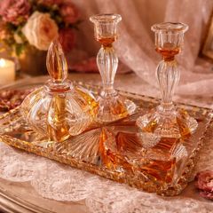 Vintage 1930s Art Deco Amber-Clear Glass