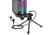FIFINE AmpliGame A6V RGB USB Gaming Microphone USB Condenser Mic for PC, PS5.