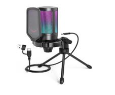 FIFINE AmpliGame A6V RGB USB Gaming Microphone USB Condenser Mic for PC, PS5.