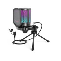 FIFINE AmpliGame A6V RGB USB Gaming Microphone USB Condenser Mic for PC, PS5.