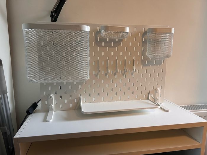 TOGETHER OR CAN BE SOLD SEPARATELY: IKEA desk, lamp, and desktop storage and organisation