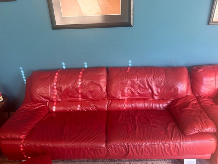 Italian Red Leather couches & ottoman