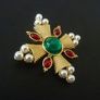 Vintage Style Maltese Cross Gold Pearl Brooch Pin Image 3