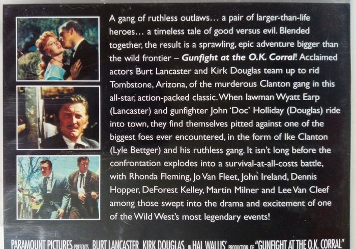 Gunfight At The O.K. Corral [1956] Burt Lancaster, Kirk Douglas, Dennis Hopper, Jo Van Fleet, John Ireland, Rhonda Fleming, Jack Elam & Lee Van Cleef [1xDVD Movie]