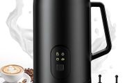 Milk Frother Electric 4-in-1, Automatic Milk Steamer 20.4oz/580ml, Silent Operation Hot &amp; Cold Milk Foamer and Large Capacity, for Latte Coffee Chocolate HE2 (Black)