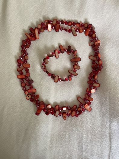 Necklace and Matching Bracelet - Shell and Beads