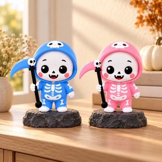 Baby Grim Reaper Figurine Cute Halloween Skeleton Decoration