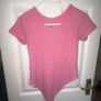 Zara- Pink Bodysuit with White 'HELLO SUNSET' Graphic with Sun & Waves Image 3