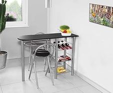 Bar Table with 2 Bar Stools, Dining Table, Folding Bar Stools