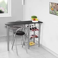 Bar Table with 2 Bar Stools, Dining Table, Folding Bar Stools