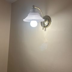 Pair of Vintage Wall Lights with Frosted Glass Shades