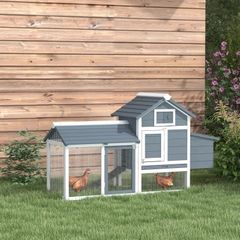 Small cottage chicken coop on legs dim. 151.5L x 54l x 87H cm multi-equipped solid pine wood