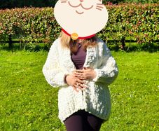 Knitted women cardigan puffy