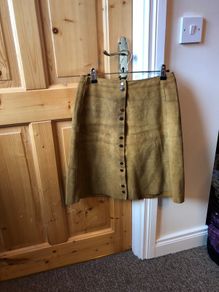 Vintage Real Leather Swede Tan Skirt