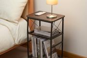 NEW SALE | 3-Tier Small End Tables,Narrow Side Table with Steel Grid Storage Shelves,Slim Nightstand X-Design