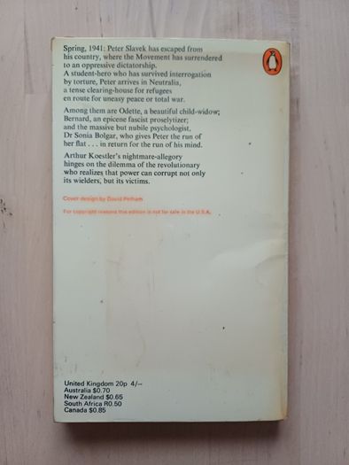 Arrival and Departure by Arthur Koestler - 1969 Penguin Vintage Paperback
