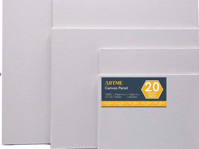 20pcs Canvas Panels (15x20-4pk, 24x30-4pk, 30x40-4pk, 20x20-4pk, 30x30-4pk) 3mm Blank Artist Canvas Board / 280GSM/ 100% Cotton/Triple Primed/Acid Free/Medium Grain- Acrylic And Oil Painting (FREE POSTAGE)
