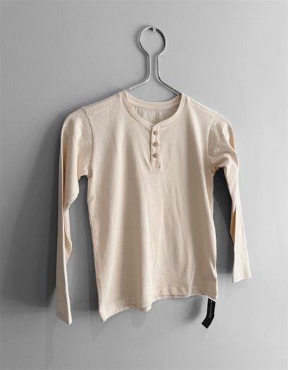 New Dunnes Stores Cream Ribbed Henley Long Sleeve Top