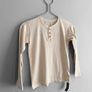 New Dunnes Stores Cream Ribbed Henley Long Sleeve Top Image 2