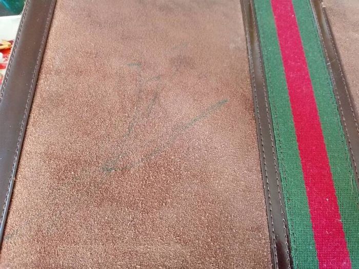Vintage 1979s/80s Gucci Style Suede Briefcase with web Stripe (Homage/Replica