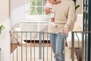 Easy Step 124cm Extra Wide Baby Gate, Platinum, Includes 10cm and 30.5cm Extension Kit, 4 Pack of Pressure Mount Kit and 4 Pack of Wall Mount Kit, fits 29" - 48 wide, 30 high