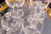 Crystal Etched Glass Goblets Set of 4