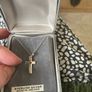 Silver Cross With Tiny tourmaline And Silver Chain Image 2