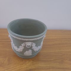 Vintage Wedgwood sage green jasperware pot.
