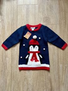 Christmas knit baby dress, new 6-9m