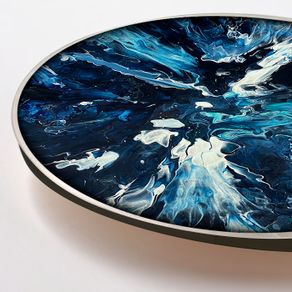 'Blue depths' LAZY SUSAN original painting by artist Helen Mathews with protective glass,