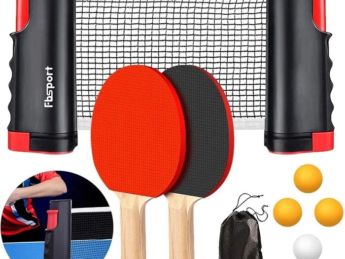 Table Tennis Set, Ping Pong Bats Set with 2 Paddles, 1 Retractable Net, 6 Balls, 1 Carrying Bag, for Trainer Adults Families Indoor Outdoor