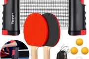 Table Tennis Set, Ping Pong Bats Set with 2 Paddles, 1 Retractable Net, 6 Balls, 1 Carrying Bag, for Trainer Adults Families Indoor Outdoor