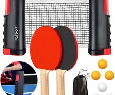 Table Tennis Set, Ping Pong Bats Set with 2 Paddles, 1 Retractable Net, 6 Balls, 1 Carrying Bag, for Trainer Adults Families Indoor Outdoor