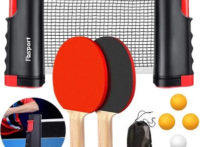 Table Tennis Set, Ping Pong Bats Set with 2 Paddles, 1 Retractable Net, 6 Balls, 1 Carrying Bag, for Trainer Adults Families Indoor Outdoor