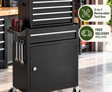 Heavy Duty Tool Trolley with 5 Drawers & Cabinet