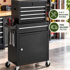 Heavy Duty Tool Trolley with 5 Drawers & Cabinet