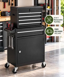 Heavy Duty Tool Trolley with 5 Drawers & Cabinet
