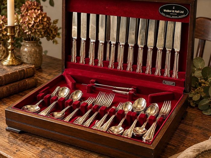 Vintage Walker & Hall 80-Piece Cutlery