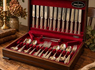 Vintage Walker & Hall 80-Piece Cutlery