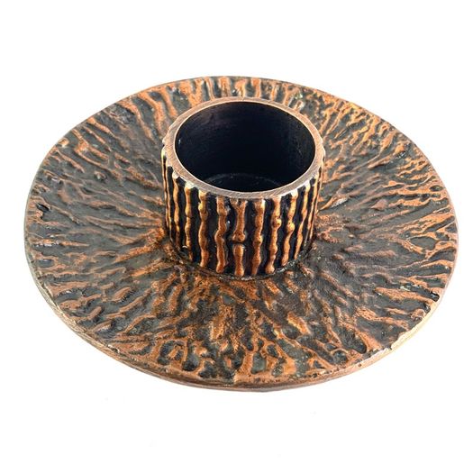 Mid Century Brutalist Bronze Candlesticks