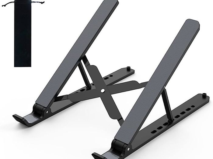 FREE EXPRESS SHIPPING Laptop Stand for Desk, Adjustable Laptop Riser ABS Silicone Foldable Portable Laptop Holder, Ventilated Cooling Notebook Stand for 10-15.6 inch Laptops,Tablet-Black