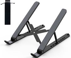 NEW SALE | Laptop Stand for Desk, Adjustable Laptop Riser ABS Silicone Foldable Portable Laptop Holder, Ventilated Cooling Notebook Stand for 10-15.6 inch Laptops,Tablet-Black