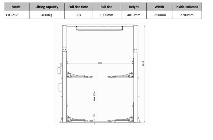 Brand new Clear Floor 2 Post 4 Ton Lift