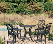 5 Piece Bistro Set Cast Aluminium Black
