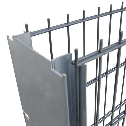 2D Gabion Fence Galvanised Steel 2.008x1.03 m 4 m (Total Length) Grey