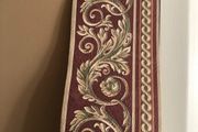 Vintage Crown Wallpaper Border Roll - Burgundy Baroque Acanthus (5m)