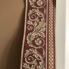 Vintage Crown Wallpaper Border Roll - Burgundy Baroque Acanthus (5m)