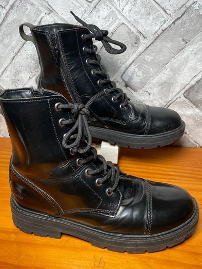 Clarks Girls Black Leather Biker-Style Ankle Boots UK4.5 EU37.5