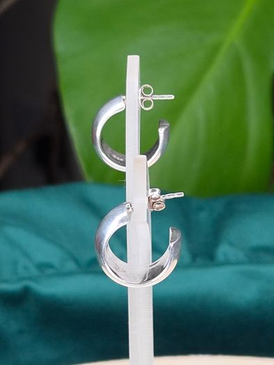 Sterling Silver Thick Chunky Half Hoop Earrings