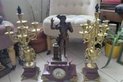 Antique French clock/mantelpiece with candleabras